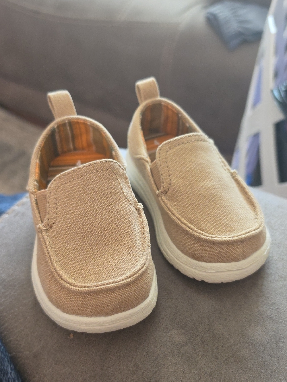 wonder nation Tan Slip-On Canvas Baby & Walker Shoes